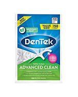 DenTek Triple Clean Advanced Clean Floss Picks, No Break & No Shred Floss, 150 Count