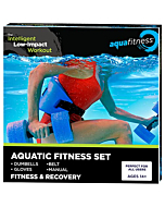 Aqua 6-Piece Fitness Set - Adult Water Aerobics Equipment for Pool - Includes Aquatic Swim Belt, Resistance Gloves, and Dumbbells