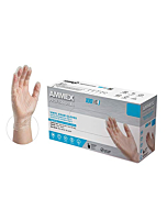 AMMEX Clear Vinyl Medical Gloves, Box of 100, 3 Mil, Size Medium, Latex Free, Powder Free, Disposable, Non-Sterile, Food Safe, VPF64100-BX