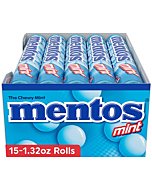 Mentos Chewy Mint Candy Roll, Mint, Non Melting, Party, 14 Pieces (Bulk Pack of 15) - Packaging May Vary