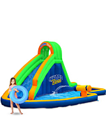 Blast Zone Hydro Rush - Inflatable Water Park with Blower - Curved Slide - Splash Area - Water Cannon - Climbing Wall