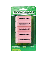 TICONDEROGA Pink Carnation Erasers, Wedge, Medium, Pink, 5-Pack (38945)