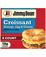 Jimmy Dean Sausage, Egg and Cheese Croissant Breakfast Sandwich, 8 Count (Frozen)