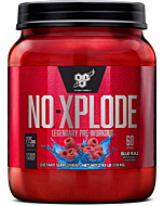 BSN N.O.-XPLODE Pre Workout Powder, Energy Supplement for Men and Women with Creatine and Beta-Alanine, Flavor: Blue Raz, 60 Servings