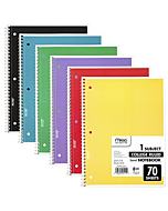 Mead Spiral Notebooks, 6 Pack, 1-Subject, College Ruled Paper, 10-1/2" x 8”, 70 Sheets per Notebook, Assorted Colors (73065)