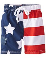 Kanu Surf Boy's Patriot Swim Trunks, Flag, 2T