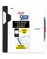 Five Star Advance Spiral Notebook + Study App, 5 Subject, College Ruled Paper,11" x 8-1/2", 200 Sheets, With Spiral Guard and Movable Dividers, White, 1 Count (73154)