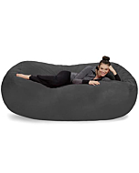 Sofa Sack - Plush Bean Bag Sofas with Super Soft Microsuede Cover - XL Memory Foam Stuffed Lounger Chairs for Kids, Adults, Couples - Jumbo Bean Bag Chair Furniture - Charcoal 7.5'