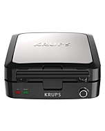 KRUPS Belgian Waffle Maker, Waffle Maker with Removable Plates, 4 Slices, Silver/Black