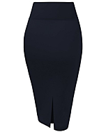 Hybrid & Company Women's Techno/Scuba Stretchy Office Pencil Skirt KSK43584 1139 Navy L