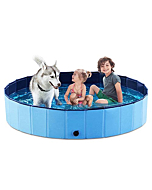 Jasonwell Foldable Dog Pet Bath Pool Collapsible Dog Pet Pool Bathing Tub Kiddie Pool for Dogs Cats and Kids (63inch.D x 11.8inch.H, Blue)