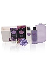 Spa Gift Basket, Spa Basket with Lavender Fragrance, Lilac Color by Lovestee - Bath and Body Gift Set, Includes Shower Gel, Body Lotion, Hand Lotion, Bath Salt, Flower Bath-Body Sponge and EVA Sponge