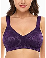 Wingslove Women's Full Coverage Non Padded Comfort Minimizer Wire-Free Bra Plus Size(Purple,40B)