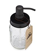 Jarmazing Products Mason Jar Soap Dispenser - Black - with 16 Ounce Ball Mason Jar - Made from Rust Proof Stainless Steel