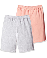 Kids Unisex 2 Packs 100% Cotton Casual Pull on Shorts for Boys and Girls S Seashell Pink + Gray Heather