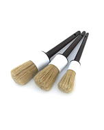 Detail Dudes Boars Hair Ultra Soft Car Detail Brushes - Set of 3 - Perfect for Washing Emblems Wheels Interior Upholstery Air Vents, NO Metal Brush Parts