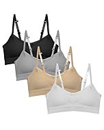 Popular Girls Training Bra Pack – Crop Cami Training Bras for Girls. Seamless Bra Removable Padding Basics L