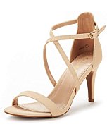 DREAM PAIRS Women's Dolce Nude Nubuck Fashion Stilettos Open Toe Pump Heel Sandals Size 7.5 B(M) US