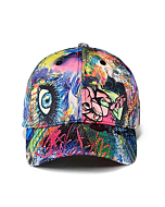 Quanhaigou Printed Baseball Cap,Colorful Graffiti Unisex Snapback Flat Bill Dancing Hip Hop Hats (Blue Eyes)