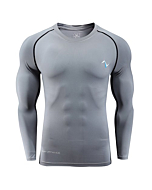 Nooz Men's Cool Dry Compression Baselayer Long Sleeve T Shirts - Dark Gray, Large