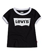 Levi's Girls Classic Batwing T-Shirt, Black Ringer, 2T