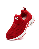 Kids Boys Girls Running Shoes Comfortable Fashion Light Weight Slip on Cushion Red, 11 Little Kid