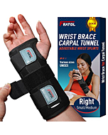 FEATOL Wrist Brace - Right hand wearing comfortable wrist support brace with adjustable straps.