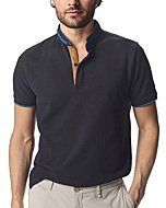 GAVIN BLEU Polo Shirts Men Navifalcon Mens Polo Shirts Stand Collar Shirt Cotton Mens Short Sleeve Shirts for Men Collarless Polo Mens Slim Classic Fit Tshirt Business Casual, Navy XL