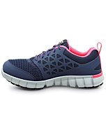 Reebok Work Sublite Cushion Work, Women's, Navy/Pink, Athletic Style, MaxTrax Slip Resistant, Soft Toe Work Shoe (8.5 W)