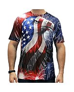 American Flag 4th of July T-Shirt (Large, Eagle-Head)