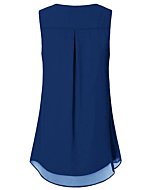 Timeson Womens Sleeveless Blouse for Office,Summer Tunics Tops for Leggings Casual Work Fashion Royal Blue Flowy Shirts Silky Tank Tops Elegant Summer Ladies Fashion Camisole Tops for Date Wear Small