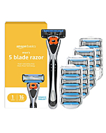 Amazon Basics 5-Blade MotionSphere Razor for Men with Dual Lubrication and Precision Trimmer, Handle & 16 Cartridges (Cartridges fit Amazon Basics Razor Handles only) (Previously Solimo)