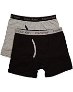 Calvin Klein Boys' Assorted Boxer Briefs (Pack of 2), New Black/Heather Gray, Medium (8/10)