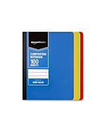 Amazon Basics Wide Ruled Composition Notebook, 100 Sheet, Assorted Solid Colors, 4-Pack