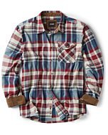 CQR Men's All Cotton Flannel Shirt, Long Sleeve Casual Button Up Plaid Shirt, Brushed Soft Outdoor Shirts, Plaid Vintage Wine, X-Small