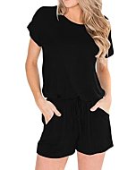 ANRABESS Women's Summer Black Casual Short Sleeve Crewneck Jumpsuit Rompers with Pockets Lounge Rompers HEI-S BYF-33