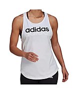 adidas Women's Essentials Linear Loose Tank Top, White/Black, Small