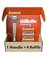 Gillette Fusion5 Razors for Men, 1 Gillette Razor, 4 Razor Blade Refills, Lubrastrip for a More Comfortable Shave