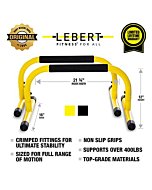 Lebert Fitness Parallette Push Up Bars Dip Station Stand - Perfect for Home and Garage Gym Exercise Equipment - Gymnastics, Calisthenics, Strength Training Parallel Bars for Men and Women - Yellow