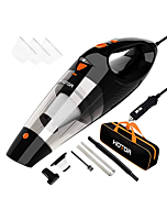 Car Vacuum High Power, HOTOR Portable Car Vacuum DC 12V 16.4 Ft Corded Handheld Auto Accessories Kit for Car Interior Detailing - Black & Orange