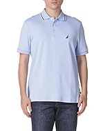 Nautica mens Classic Fit Short Sleeve Dual Tipped Collar Polo Shirt, Noon Blue, Large US