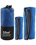 Sfee 2 Pack Microfiber Travel Towel, Beach Towel Quick Dry Towel Camping Towel Super Absorbent Compact Lightweight Sports Towel Gym Towel Set for Beach, Gym, Hiking, Pool, Backpacking, Bath, Yoga