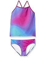 Amazon Essentials Girls' 2-Piece Tankini Set, Purple, Ombre, Large