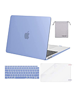 MOSISO Compatible with MacBook Air 13 inch Case 2022, 2021-2018 Release A2337 M1 A2179 A1932 Retina Display Touch ID, Plastic Hard Shell&Keyboard Cover&Screen Protector&Storage Bag, Airy Blue