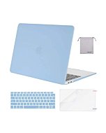 MOSISO Compatible with MacBook Air 13 inch Case 2022, 2021-2018 Release A2337 M1 A2179 A1932 Retina Display Touch ID, Plastic Hard Shell&Keyboard Cover&Screen Protector&Storage Bag, Airy Blue