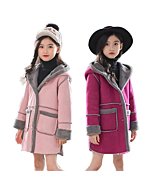 Miss Bei Kids Girls Winter Warm Fur Cartoon Coats Hooded Snowsuit Outerwear Jackets Rose gray 130CM