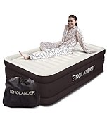 ﻿﻿Englander Queen Size Air Mattress w/ Built in Pump - Luxury Double High Inflatable Bed for Home, Travel & Camping - Premium Blow Up Bed for Kids & Adults - Brown