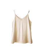 Wantschun Women's Silk Satin Camisole Cami Plain Strappy Vest Top T-Shirt Blouse Tank Shirt V-Neck Spaghetti Strap US Size L ; Champagne