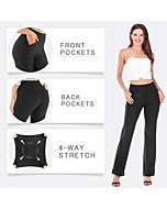 IUGA Bootcut Yoga Pants with Pockets for Women High Waist Workout Bootleg Pants Tummy Control, 4 Pockets Work Pants for Women Black