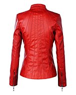 LL WJC877L Womens Panelled Faux Leather Moto Jacket XL RED